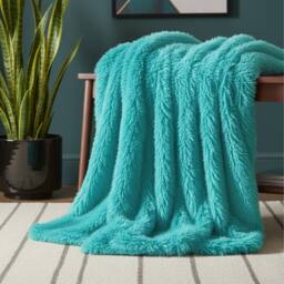 Snug City Cuddly Extra Fluffy Throw Ultra Soft Plush Blanket Sofa Bed Home Decor in Teal - Size: 150 cm × 200 cm - thumbnail 1