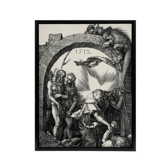 "Artery8 Harrowing of Hell Christ in Limbo Durer Framed Canvas Wall Art Print in Grey - Size: W12"" x H16""" - image 1