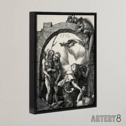 "Artery8 Harrowing of Hell Christ in Limbo Durer Framed Canvas Wall Art Print in Grey - Size: W12"" x H16""" - thumbnail 2