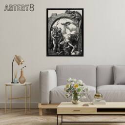 "Artery8 Harrowing of Hell Christ in Limbo Durer Framed Canvas Wall Art Print in Grey - Size: W12"" x H16""" - thumbnail 3