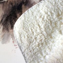 Warren Reed - Designer Loyal Wolf Watercolour Sherpa Blanket in Brown - Size: Large - thumbnail 3