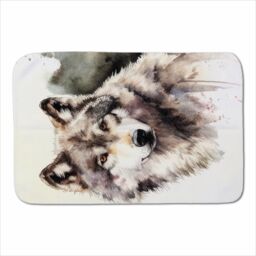 Warren Reed - Designer Loyal Wolf Watercolour Sherpa Blanket in Brown - Size: Large - thumbnail 1