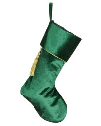 Dibor Set of 4 Green Kensington Velvet Xmas Gift Décor Christmas Stocking - Size: 4 Pack - thumbnail 2
