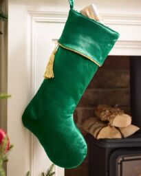 Dibor Set of 4 Green Kensington Velvet Xmas Gift Décor Christmas Stocking - Size: 4 Pack