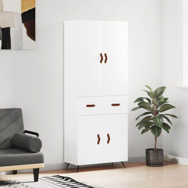 Berkfield Home Highboard White 69.5x34x180 cm Engineered Wood - image 1