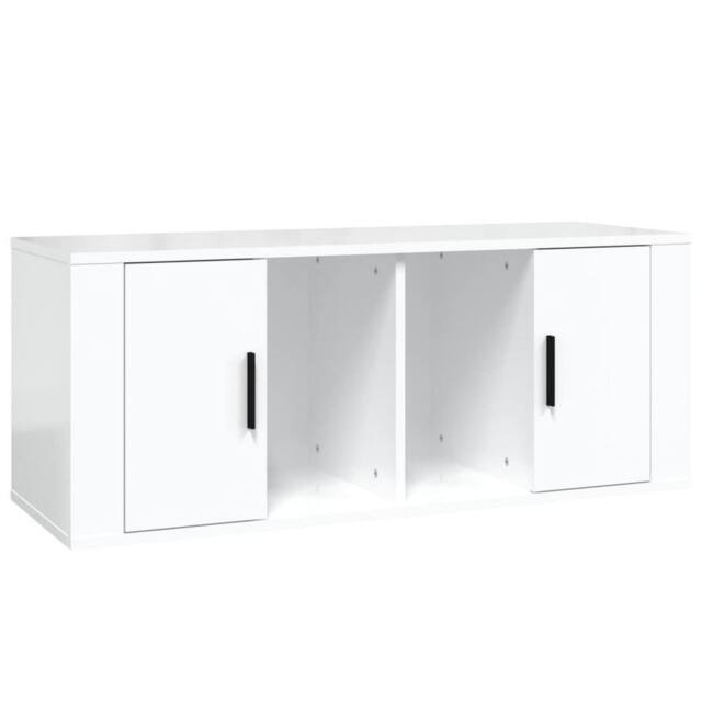 Berkfield Home TV Cabinet High Gloss White 100x35x40 cm Engineered Wood - Size: 100 x 35 x 40 cm - image 1