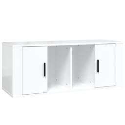 Berkfield Home TV Cabinet High Gloss White 100x35x40 cm Engineered Wood - Size: 100 x 35 x 40 cm