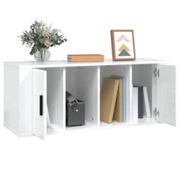 Berkfield Home TV Cabinet High Gloss White 100x35x40 cm Engineered Wood - Size: 100 x 35 x 40 cm - thumbnail 4