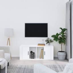 Berkfield Home TV Cabinet High Gloss White 100x35x40 cm Engineered Wood - Size: 100 x 35 x 40 cm - thumbnail 2