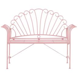 Wyld and Coco Pink Metal 2-Seater Bench with Side Table - Flared Armrests - thumbnail 4