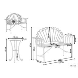 Wyld and Coco Pink Metal 2-Seater Bench with Side Table - Flared Armrests - thumbnail 3