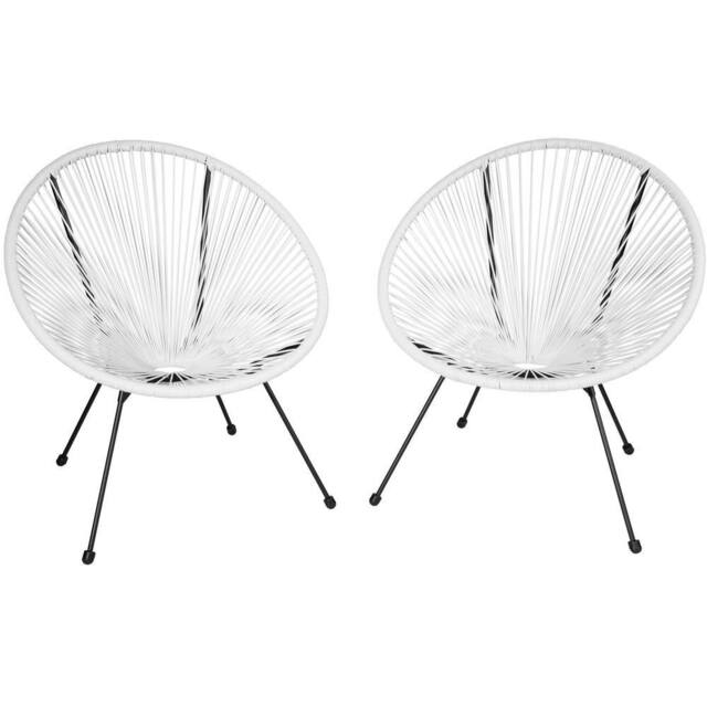 tectake Garden chairs in retro design (set of 2) in White - Size: 2 Seater - image 1