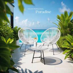 tectake Garden chairs in retro design (set of 2) in White - Size: 2 Seater - thumbnail 8