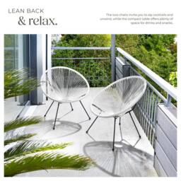 tectake Garden chairs in retro design (set of 2) in White - Size: 2 Seater - thumbnail 4