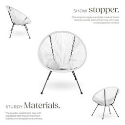 tectake Garden chairs in retro design (set of 2) in White - Size: 2 Seater - thumbnail 3
