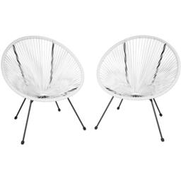tectake Garden chairs in retro design (set of 2) in White - Size: 2 Seater