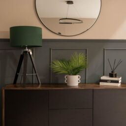 ValueLights Clipper Black Wood Tripod Table Lamp with Medium Green Shade - thumbnail 4