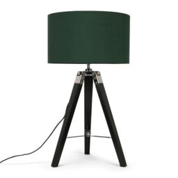 ValueLights Clipper Black Wood Tripod Table Lamp with Medium Green Shade - thumbnail 2
