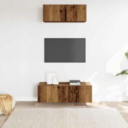 Berkfield Home 2 Piece TV Cabinet Set Wall-mounted Old Wood Engineered Wood in Brown - thumbnail 3