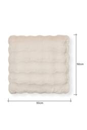 BHS Scalloped Faux Fur Cream Cushion - thumbnail 3