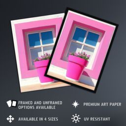 Artery8 Pink Geranium Flower Pot Sunny Window Sill Framed Art Print - Size: A4 - thumbnail 2