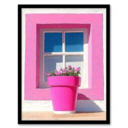 Artery8 Pink Geranium Flower Pot Sunny Window Sill Framed Art Print - Size: A4 - thumbnail 1