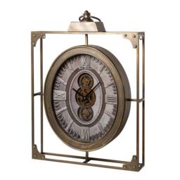 WILLIAM WIDDOP Square Wall Clock With Moving Gears & Metal Frame in Bronze - thumbnail 3