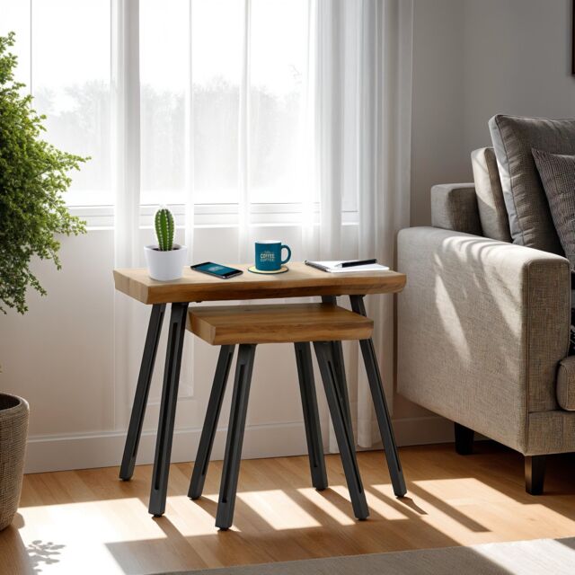 Seconique Quebec Wave Edge Nest of Tables in Dark Brown - image 1