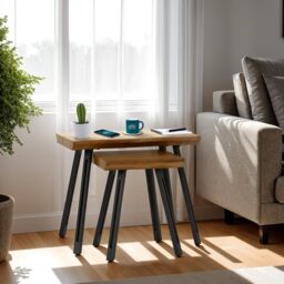 Seconique Quebec Wave Edge Nest of Tables in Dark Brown - thumbnail 1