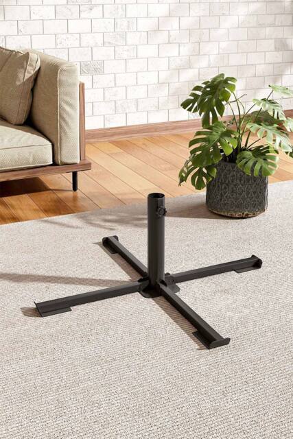Living and Home Portable Foldable Cross Parasol Base Patio Umbrella Stand in Black - image 1