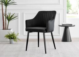 FurnitureboxUK Novara 120cm Oak Effect Dining Table & 6 Calla Black Velvet Chairs - thumbnail 8