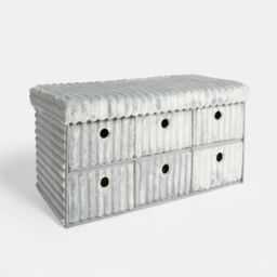 OHS Ribbed Fleece 6 Draw Storage Chest Shoe Organiser Cabinet in Light Grey