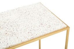 Orsina Gold Finish Console Table, Sleek Gold Iron Frame with White Rectangular Marble Top, Open‑Frame Console - thumbnail 5