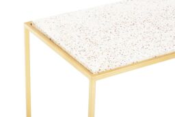 Orsina Gold Finish Console Table, Sleek Gold Iron Frame with White Rectangular Marble Top, Open‑Frame Console - thumbnail 4