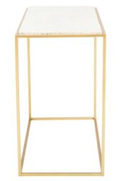 Orsina Gold Finish Console Table, Sleek Gold Iron Frame with White Rectangular Marble Top, Open‑Frame Console - thumbnail 3