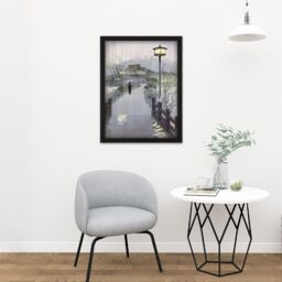 "Artery8 Wall Art Print Kasamatsu Shiro Evening Rain Shinobazu Pond Japan Large Framed Wall Décor Art in Brown - Size: W18"" x H24""" - thumbnail 2