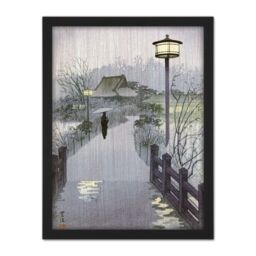 "Artery8 Wall Art Print Kasamatsu Shiro Evening Rain Shinobazu Pond Japan Large Framed Wall Décor Art in Brown - Size: W18"" x H24""" - thumbnail 1
