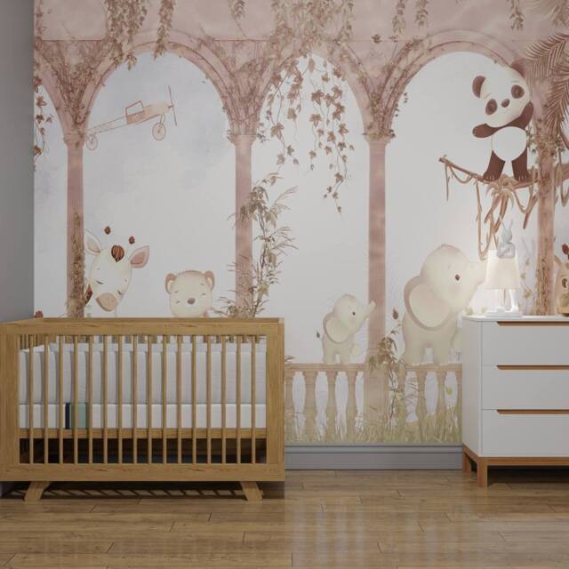 Superfresco Easy Animal Arch Natural Print To Order 3m x 2.8m Mural in Beige - image 1