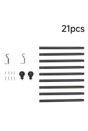 Living and Home Glossy Black Metal Telescopic Curtain Rod with Brackets - Size: 70 cm - 120 cm - thumbnail 6