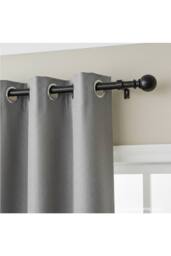 Living and Home Glossy Black Metal Telescopic Curtain Rod with Brackets - Size: 70 cm - 120 cm - thumbnail 3
