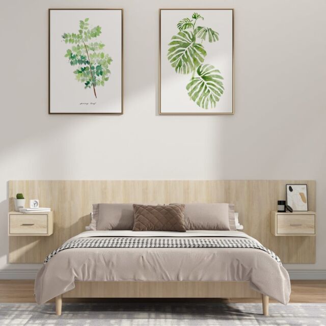Berkfield Home Bed Headboard with Cabinets Sonoma Oak Engineered Wood in Brown - image 1