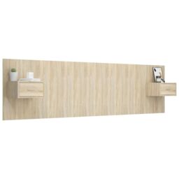 Berkfield Home Bed Headboard with Cabinets Sonoma Oak Engineered Wood in Brown - thumbnail 3
