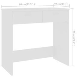 Berkfield Home Modern Desk White 80x40x75 cm Engineered Wood - Size: 80 x 40 x 75 cm - thumbnail 6