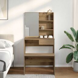 Berkfield Home Dressing Table Set Artisan Oak Engineered Wood in Brown - thumbnail 3