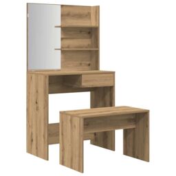 Berkfield Home Dressing Table Set Artisan Oak Engineered Wood in Brown - thumbnail 2