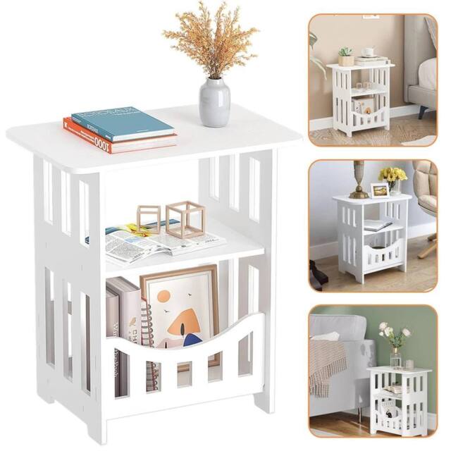 NESTLUNE White Small Bedside Table Drawer Cabinet Side End Table - Size: 100 cm x 15 cm - image 1