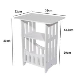 NESTLUNE White Small Bedside Table Drawer Cabinet Side End Table - Size: 100 cm x 15 cm - thumbnail 2