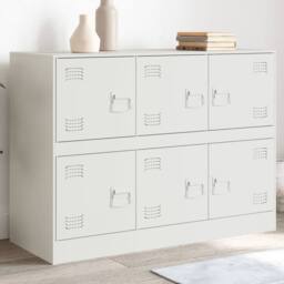 Berkfield Home Sideboard White 99x39x73 cm Steel - Size: 99 x 39 x 73 cm - thumbnail 2
