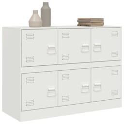 Berkfield Home Sideboard White 99x39x73 cm Steel - Size: 99 x 39 x 73 cm - thumbnail 4