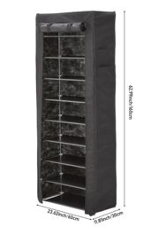 H&O Direct 10-Tier Shoe Cabinet with Roll-Up Door in Black - thumbnail 2